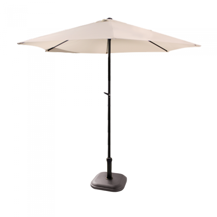 RAKI Umbrela soare 250cm bej cu mecanism rabatare si baza patrata 11kg culoare maro