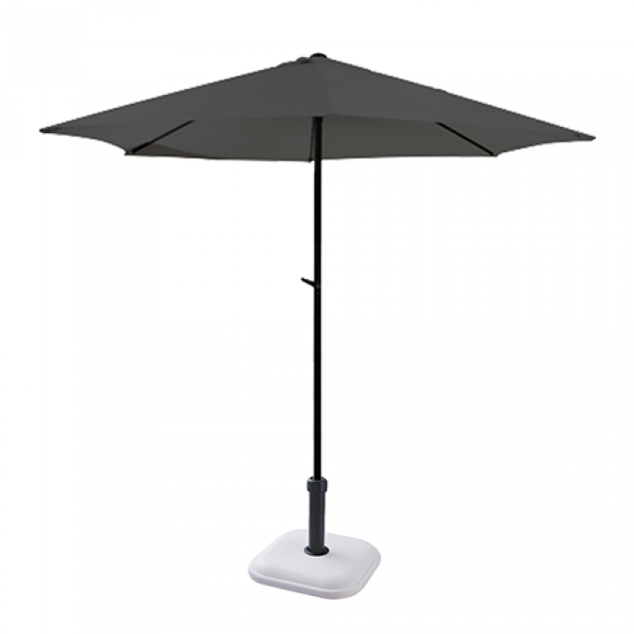 RAKI Umbrela soare gri cu mecanism rabatare 250cm si suport patrat 11kg culoare alba