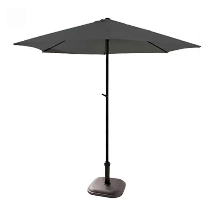 RAKI Umbrela soare gri cu mecanism rabatare 250cm si baza patrata 11kg culoare maro