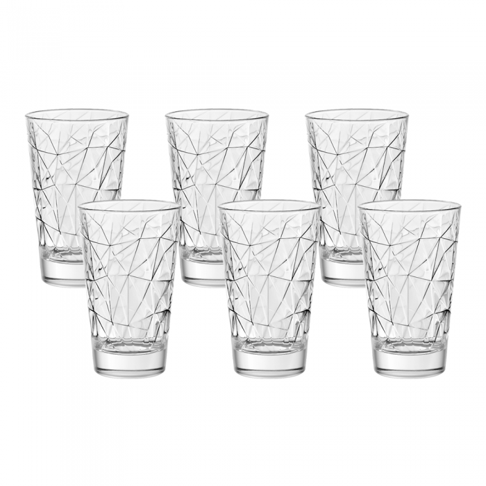 Set 6 pahare inalte din sticla temperata VIDIVI DOLOMITE 280ml