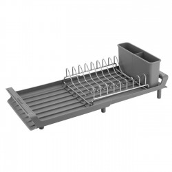 Uscator extensibil cu scurgere pentru farfurii,tacamuri si pahare 28/47x20xh11cm,gri...