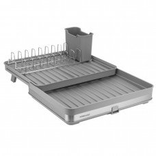 Uscator extensibil lateral cu scurgere pentru farfurii,tacamuri si pahare 28/47x20xh11cm,gri